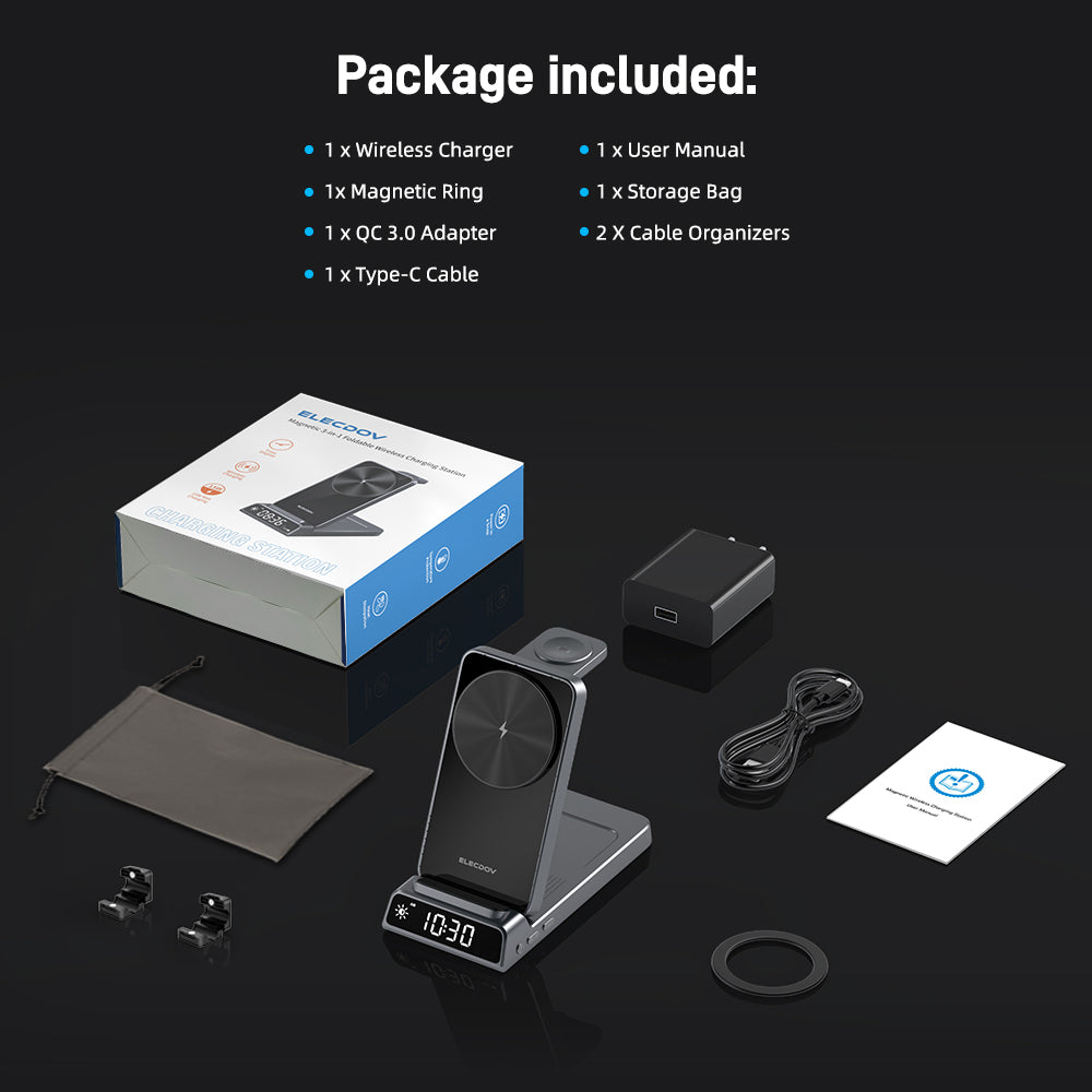 Magnetic Wireless Charger for Samsung, 3 in 1 Android Charging Station for Samsung Galaxy S26 Ultra/S25 Ultra/Z Fold/Flip 7, Foldable Charger for Samsung Galaxy Watch Ultra/8/7/Galaxy Buds4 (Gray)