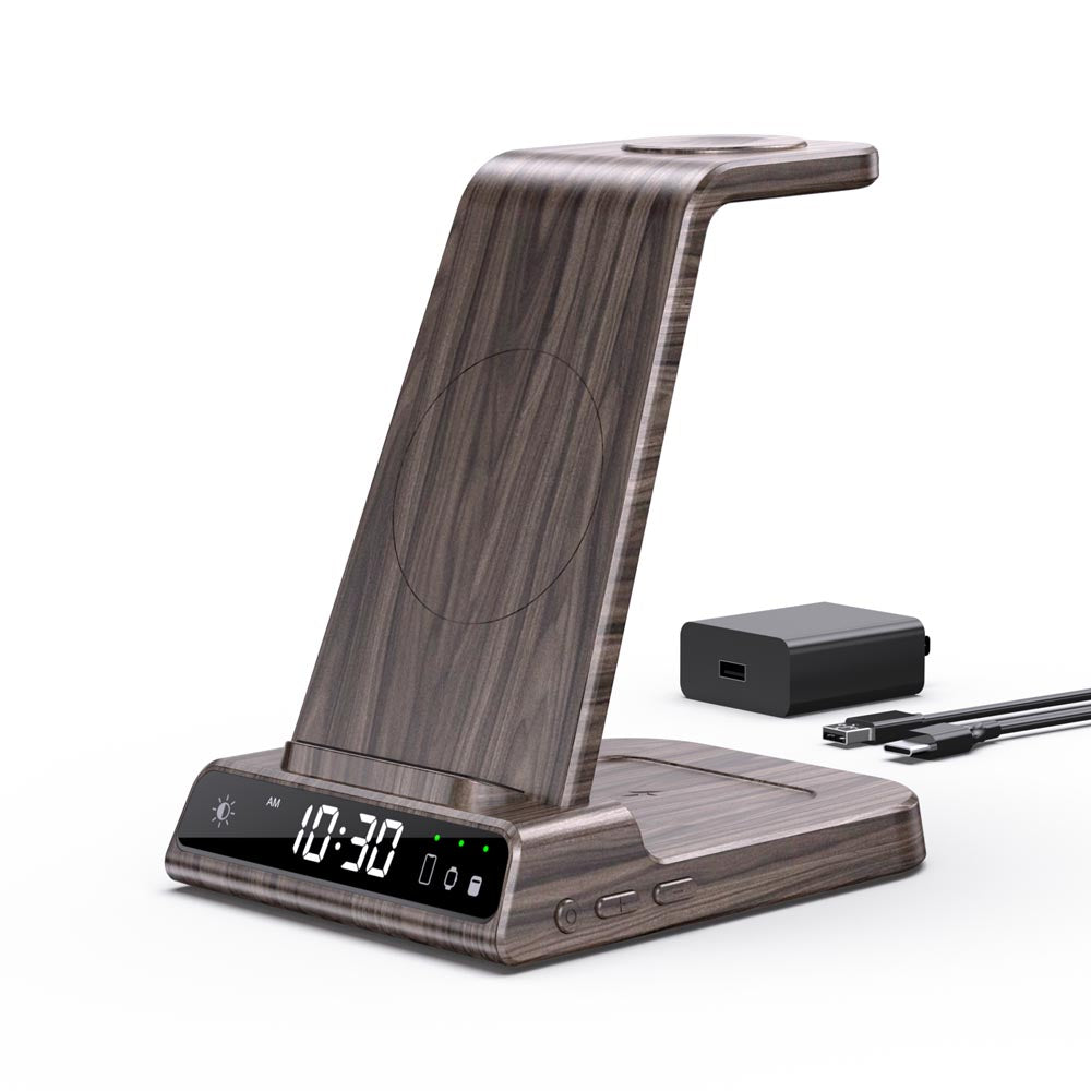 Elecdov C01S 3 In 1 Magnetic Charging Station for Samsung-wood grain