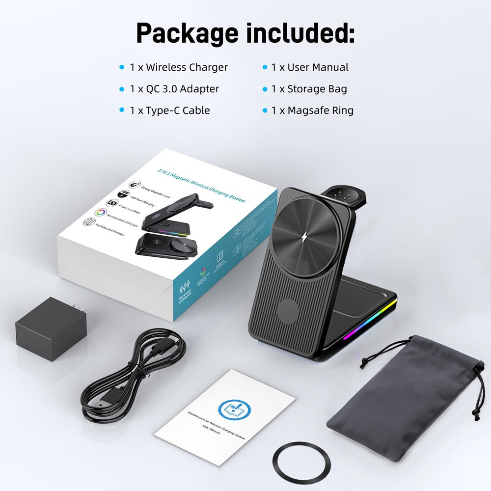 Elecdov CE06G 3 In 1 Magnetic Charging Charger Packing List
