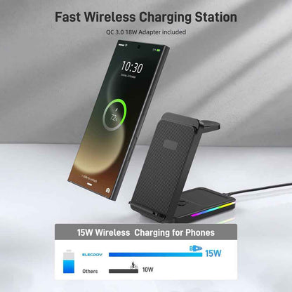 Elecdov CE16S 3 In 1 Magnetic Charging Fast Wireless Charging Station