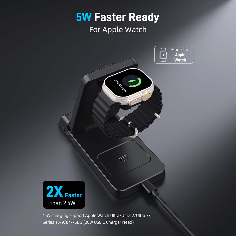 Elecdov CE19A-CF 3 In 1 Magnetic Charging Station for Apple,Includes Charger Plug