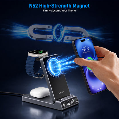 Elecdov CE19A-CF 適用於 Apple 的 3 合 1 磁吸充電座，附充電器插頭