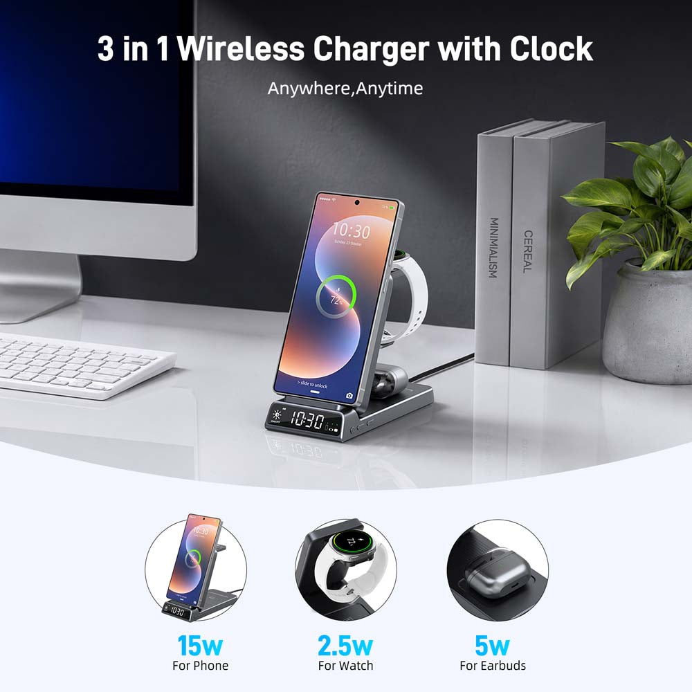 Elecdov CE20F 3 In 1 Magnetic Charging 2x Speed ​​3-in-1 Wireless Charging