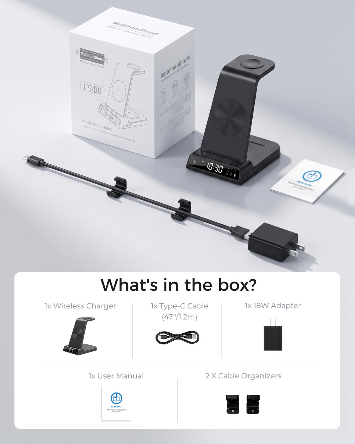Elecdov C01 3-in-1 Magnetic Charging Station Packing List