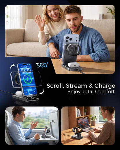 Elecdov CE19A 適用於 Apple 的 3 合 1 磁吸充電座，附充電器插頭