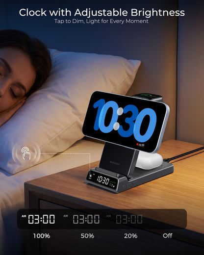 Elecdov CE19A 適用於 Apple 的 3 合 1 磁吸充電座，附充電器插頭