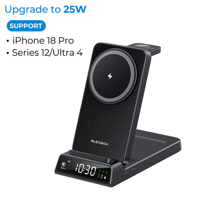 Elecdov CE19A 適用於 Apple 的 3 合 1 磁吸充電座，附充電器插頭