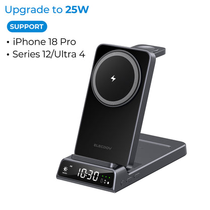 Elecdov CE19A 適用於 Apple 的 3 合 1 磁吸充電座，附充電器插頭