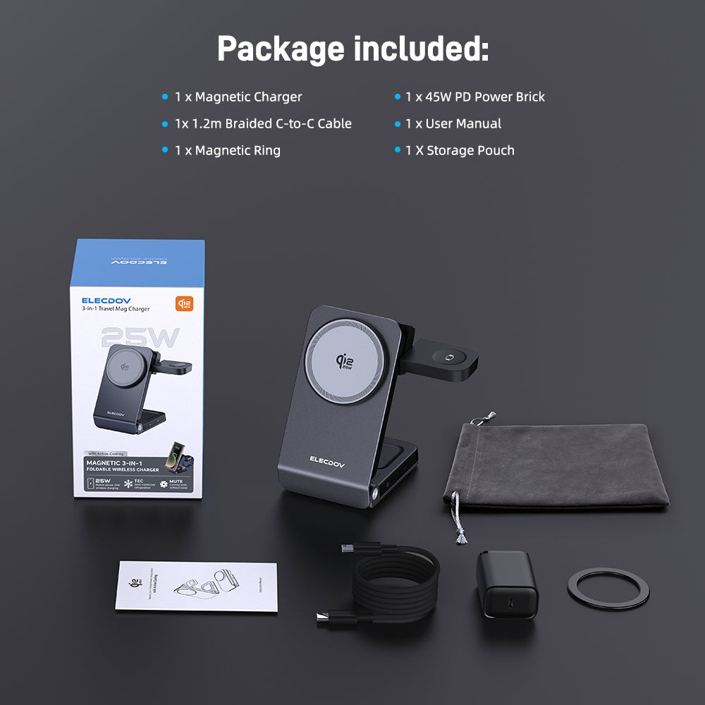 Elecdov W103S 3 In 1 Magnetic Charging Charger Packing List