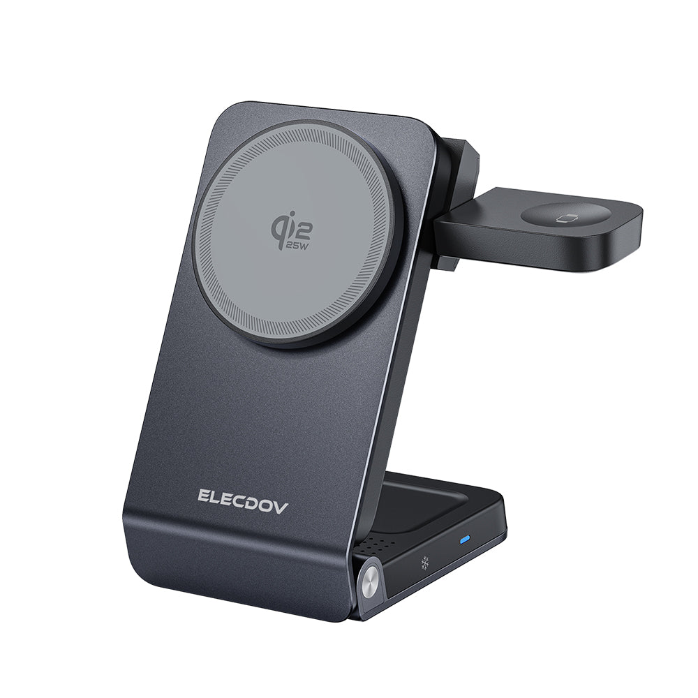 Elecdov W103S 3 In 1 Magnetic Charging Station for Samsung, Qi2 CertifiedCharger-grey