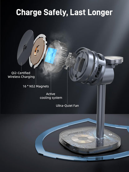 Elecdov 3 in 1 QI2 Magnetic Charging Station for Samsung