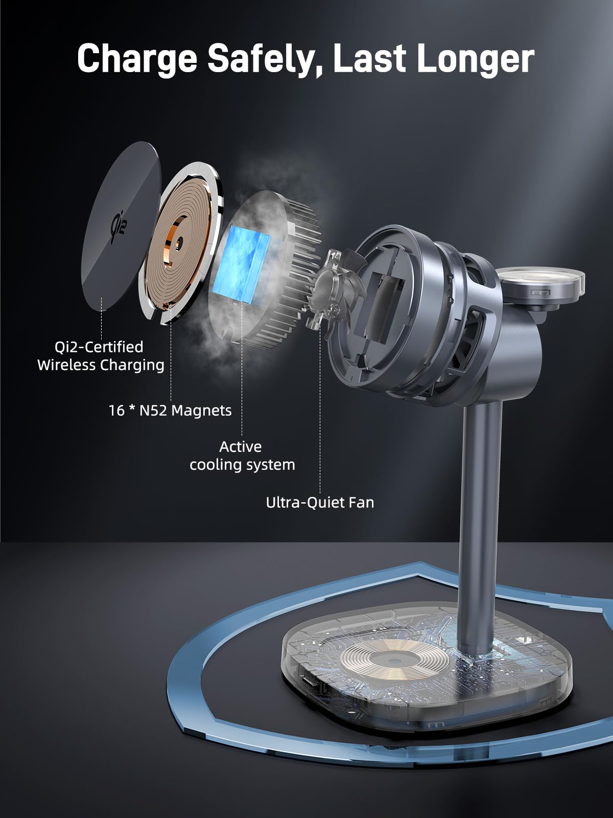 Elecdov Magnetic Qi2 Wireless Charging Station for Apple Devices