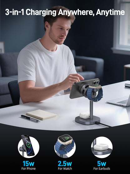 Elecdov Magnetic Qi2 Wireless Charging Station for Apple Devices